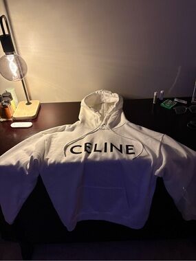 Celine white Hoodie with Black Logo